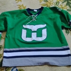 Men's Green Vintage Large "Hardford Whalers" Athletic Knit AK Hockey Jersey #6